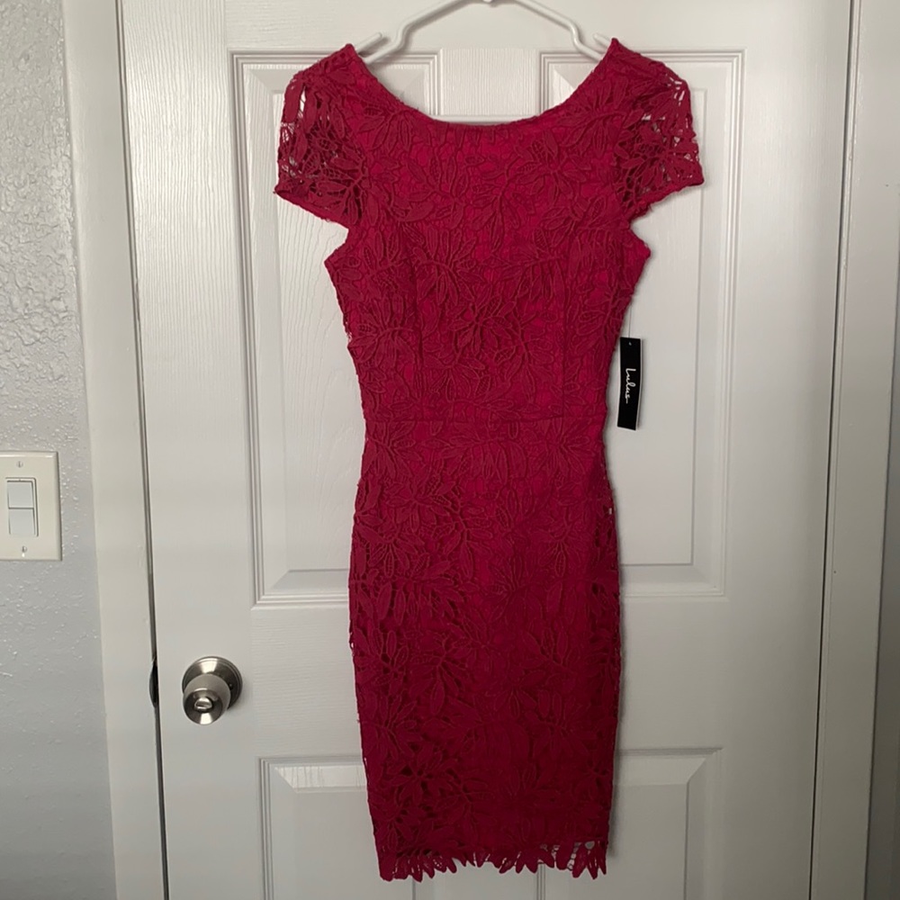 Lulus Right Sheer, Right Now Magenta Lace Bodycon Dress